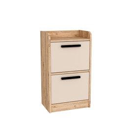 Hanah Home Mesilla de Noche Pino Atlántico y Beige, Tablero de Partículas Recubierto de Melamina, 45x79.4x29.6 cm